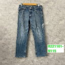 【中古】Lee ブルー ジップフライ ウエストゴム調整 デニムジーンズパンツ 18 HUSKY 実寸 32in 5230050 USA 海外輸入 古着 R221...