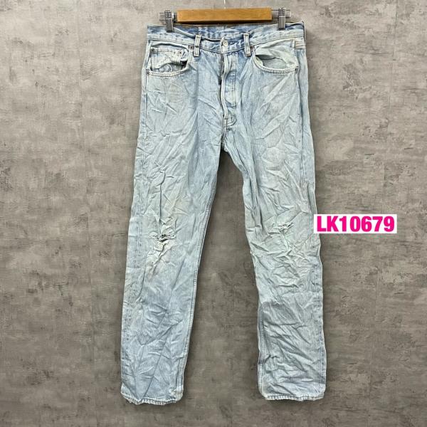 Levi's501 ライトブルー ボタンフライ デニムジーンズパンツ W32L32 実寸W30in 赤タブ 5010114 USA 海外輸入 古着 LK10679