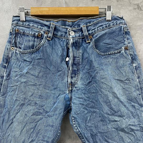 【中古】Levi's501 ライトブルー ボタンフライ デニムジーンズパンツ W31L32 実寸W31in 赤タブ 5010114 USA 海外輸入 古着 LK10722