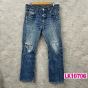 Levi'sデニムジーンズパンツ 　仕様 ブランド：Levi's501R 色：ブルー スタイル：- 商品名：デニムジーンズパンツ 型番：005010101 ジップ:-(-) タグ：有 表記サイズ：W33L32 素材：100% COTTON 　実寸 ウエスト 43cm×2 (in:W33) 股上 29cm 股下 75cm わたり幅 28cm 裾幅 22cm 採寸は手作業のため、多少の誤差はご了承ください 　製造 Made in スリランカ 　コンディション ・左右前ひざにダメージ加工あり ・股下、両裾、後ろポケット等にダメージあり ・左右前もも、前後ひざから裾に汚れ等あり ・右後ろポケットのステッチの糸ほつれあり 　注意事項 ・モニタの発色の具合によって 実際のものと色が異なる場合がございます。 ・USED海外輸入品のため、 しわや埃、傷等ある場合がございます。