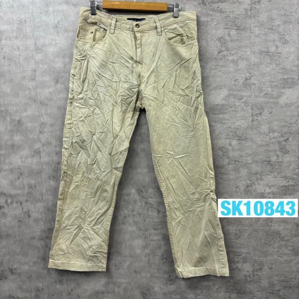 【中古】TOMMY HILFIGER トミーヒルフィガー カラーパンツ ベージュ ジップフライ 34/34 実寸W33in USA 海外輸入 古着 SK10843