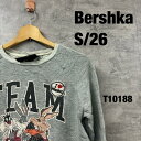 【中古】Bershka グレー スウェット トレーナー S 長袖 レディース ルーニー・テューンズ プリントデザイン 薄手 USA 海外輸入 古着 T10188