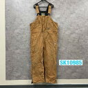 【中古】Walls ウォールズ サロペット オーバーオール ブラウン ジップフライ 秋冬 裏地キルティング XL 実寸W47in 大きいサイズ USA 古着 SK10985(4)
