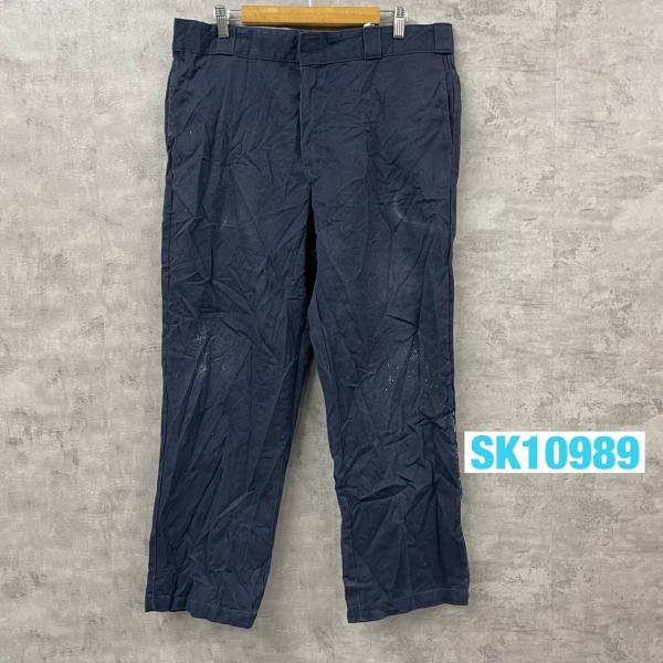 【中古】Dickies874 ディッキーズ ワークパンツ ダークネイビー Original Fit ジップフライ 作業着 38×30 実寸W38in 874DN USA 古着 SK10989