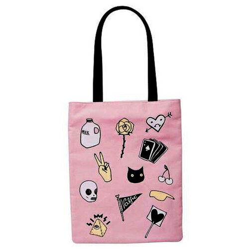 Valfre ヴァルフェー トートバッグ PEACE OUT TOTE BAG 厚手 キャンバス 丈夫 ピンク 黒猫 ミルク バラ キャンバスバッグ 布地 かわいい エコバッグ トートバック エコバック 可愛い お洒落 レディース 女性用 A4入る大きさ 縦 裏地付き 海外ブランド 在庫のみセール