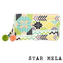 STAR MELA スターメラ 刺繍 ポーチ 薄い 財布 小銭入れなし エクリュ マルチ カラー Selma Emb Purse ecru multi ロンドン サイフ おしゃれ 布製 ファスナー 細身 レディース シンプル 薄型 軽い ポンポン チャーム お洒落 インド 小物入れ ブランド 海外