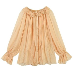 ELF SACK エルフサック シフォンブラウス レディース ベージュ ベルスリーブ 長袖 Bell Sleeve Chiffon Blouse シャツ トップス 袖フリル 透け感 ガーリー オフィス 袖フリルトップス フリルトップス フリル袖 シースルー かわいい しわ 海外ブランド