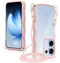OPPO Reno13 A ケース クリア ショルダー 耐衝撃 かわいい 人気 透明 オッポリノリノ13A カバー スマホケース 薄型 軽量 首かけ 肩掛け 縄掛けケース ストラップ付き 取り外し可能 長さ調整可能 ワイヤレス充電対応(ピンク)