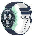 シリコン製腕時計バンド Omega x Swatch Sport用 交換用リストバンド ストラップブレスレット iPartsonline ホワイトネイビー