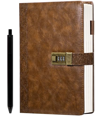 鍵付きノート アンティーク 日記帳 鍵付き A5 鍵付き日記帳 カード収納 進学 誕生日 プレゼント ギフト 高級 防水 PUレザー 230✕18...