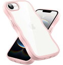 クリア iPhone 16e ケース かわいい 波状フレーム うねうね カバー 耐衝撃 アイフォン16e スマホケース 滑り止め 人気 可愛い 落下防止 ワイヤレス充電対応 (ピンク)