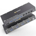 8K DP KVM切替器 4PC 2モニター、コピー/拡張モード USB 3.0ポート (8K@30Hz/4K@144Hz) KVM Switch KVMスイッチ PC4台とディスプレイ2台対応 キーボード、マウスを4PCで共有 ドライバー不要 簡単に接続 手元スイッチ&USBケーブル付き KCEVE