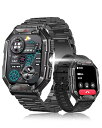 スマートウォッチ 2.1インチ超大画面【2025改良新型 2種バンド付き 腕の懐中電灯 軍用規格】Bluetooth5.3通話 コンパス搭載 気圧高度計 耐衝撃 1ATM防水 スポーツウォッチ 650mAh長持ちバッテリー 振動と着信音設定 腕時計 100+運動モード 120+文字盤DIY 音声アシスタント