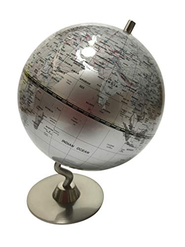 楽天Level-Hアンティーク 地球儀 英語 表記 世界 地図 学習 玩具 地理 社会 インテリア オシャレ オモチャ 模型 コンパクト （シルバー）