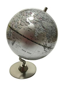 アンティーク 地球儀 英語 表記 世界 地図 学習 玩具 地理 社会 インテリア オシャレ オモチャ 模型 コンパクト (シルバー)