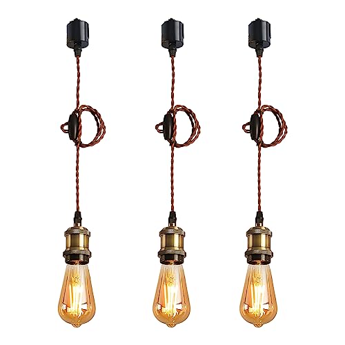ペンダントライト E26口金 LED電球付き エジソン電球 60W形相当 消費電力6W 電球ソケット 照明器具 配線ダクトレール用 天井照明 吊り下げ コードアジャスター付き 100cm調節可能 3灯セット 調光調色不可 LVWIT