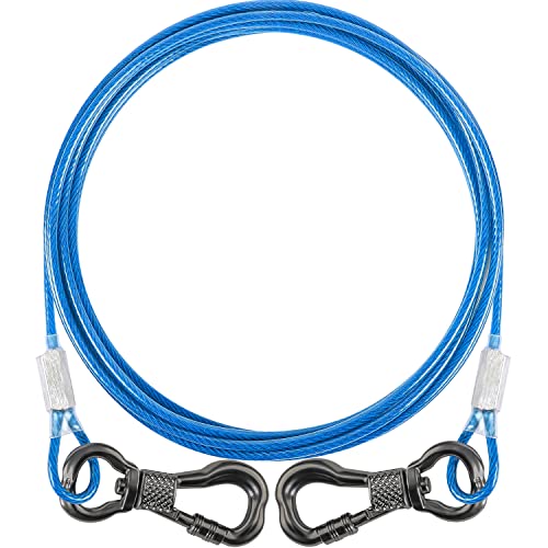 【改良型】係留ケーブル 適格請求書発行可 犬 ワイヤー 3m 最新カラビナフック 3mm繊細 細いロープ 犬 繋留 係留 リード ランナーケ