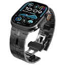 Apple Watch バンド ステンレス製 49mm/46mm/45mm/44mm アップルウォッチベルト Series Ultra2/Ultra/10/9/8/7/6/5/4/SE2/SE対応 apple watchメタルバンド 長さ調整器具付き おしゃれ メンズ (ブラック 49mm/46mm/45mm/44mm)YOFITAR