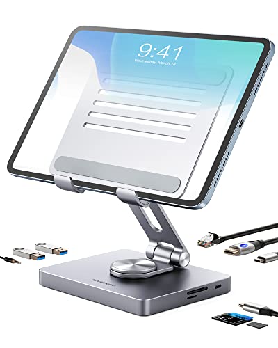 iPad Pro 用スタンド ノートパソコンドッキングステーション 8イン1 iPad USB Cハブ Type-Cタブレットスタンド HDMI付き 3.5mmジャッ