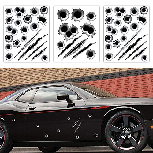 車用 ステッカー 3Dステッカー 弾丸 弾痕 傷跡 爪痕 おもしろ いたずら かっこいい カーステッカー 防..