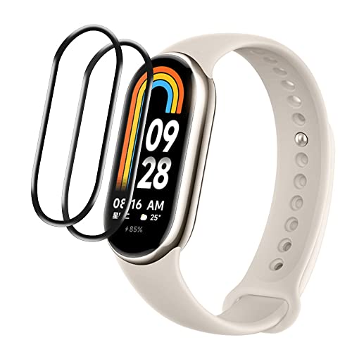 Xiaomi Smart Band 8 専用 スクリーン保護フィルム (2枚入り) PET複合素材の採用 3D曲面エッジフルカバーフィルム 超薄 全面保護 耐