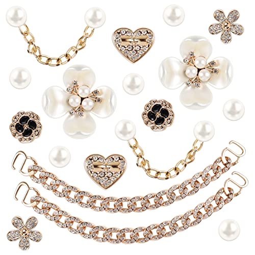 18個 キラキラした靴チャーム ラグジュアリー クロッグアクセサリー ファッション クリスタル ラインストーン シューズ チャーム パールチェーン DIY サンダル デコレーション レディース ガールズ OYANIMO