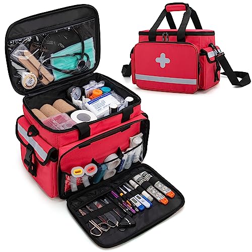 メディカルバッグ 救急バッグ 家庭 学校 アウトドア スポーツ 部活 看護 応急処置(バッグのみ)赤 CURMIO
