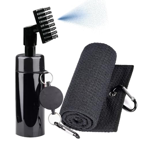 ゴルフクラブ掃除セット スプレーボトル式ゴルフブラシ ゴルフタオル カラビナ付き ゴルフ用清潔具 お手入れ用品 ゴルフクリーナー