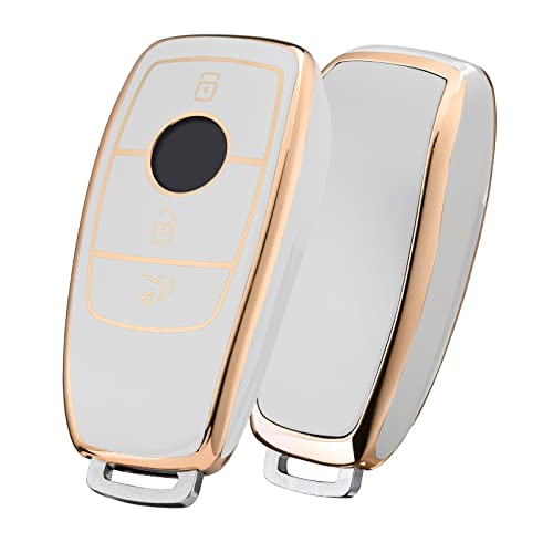 ベンツ キーケース ベンツキー カバー TPU 360度フルプロテクション 傷 防止 ベンツ アクセサリー 車 e系 キーケース (J-白)OATSBASF