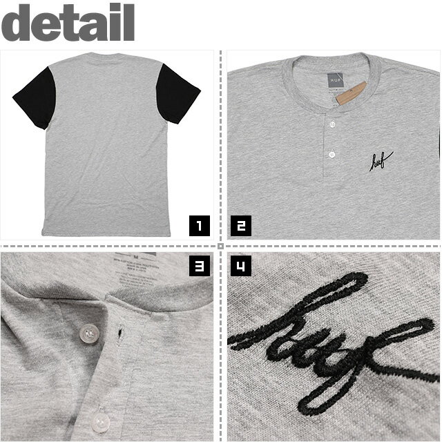 (ハフ) HUF SCRIPT HENLEY TEE (SS:TEE)(TS00021SP17-AHB) Tシャツ 半袖 カットソー 国内正規品