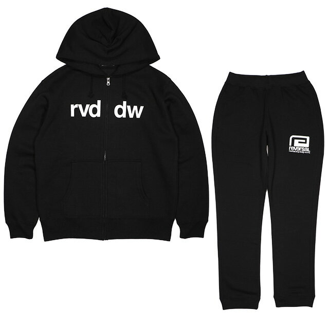 (リバーサル) reversal rvddw ZIP UP SWEAT PARKA SET UP (SET UP)(rvbs037:038-BK) スウェット ジップパーカー セットアップ 上下 国内正規品