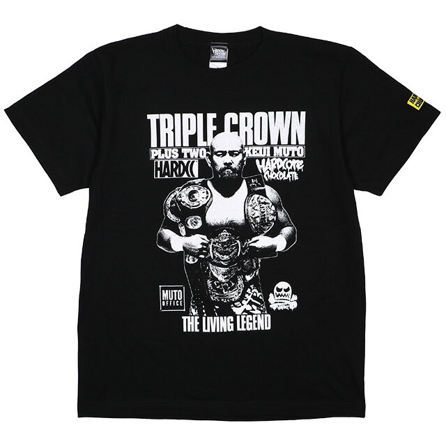 (ハードコアチョコレート) HARDCORE CHOCOLATE 武藤敬司 TRIPLE CROWN PLUS TWO (LOVEブラック)(SS:TEE)(T-1526-BK) Tシャツ 半袖 カットソー ザ・グレート・ムタ 新日本 全日本 プロレス 国内正規品