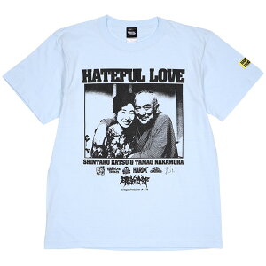 (ハードコアチョコレート) HARDCORE CHOCOLATE 勝新太郎・中村玉緒 HATEFUL LOVE (東男京女ライトブルー)(SS:TEE)(T-2024UR-BL) Tシャツ 半袖 カットソー 時代劇 国内正規品