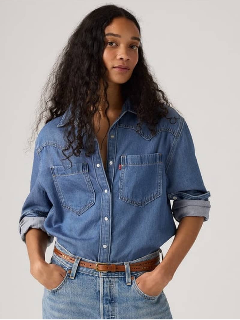 【SALE／20%OFF】TEODORA ウエスタンシャツ Levi's リーバイス トップス シャツ・ブラウス ネイビー【RBA_E】【送料無料】[Rakuten Fashion]