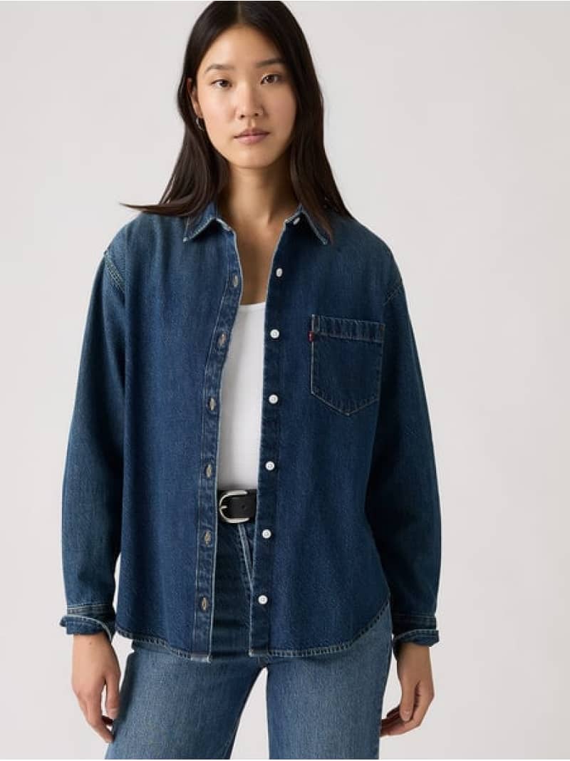 樂天商城 - ハーリー ボーイフレンドシャツ Levi's リーバイス トップス シャツ・ブラウス ネイビー【送料無料】[Rakuten Fashion]