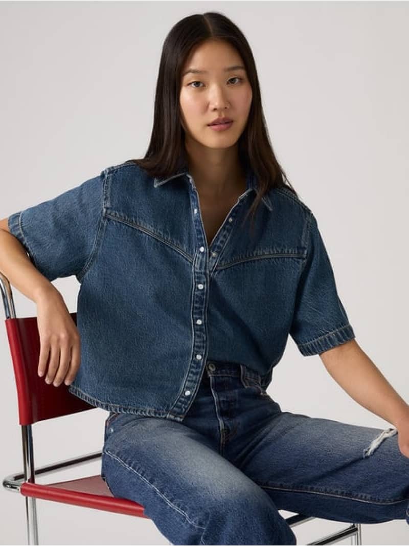 Rakuten - ローガン ショートスリーブ デニムシャツ Levi's リーバイス トップス シャツ・ブラウス ブラック【送料無料】[Rakuten Fashion]