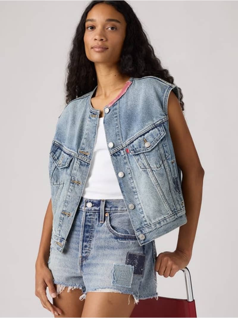 Rakuten - 501(R) DAY SPECIAL COLLECTION ノーカラー SHRUNKEN 90S ベスト Levi's リーバイス トップス ベスト・ジレ ネイビー【送料無料】[Rakuten Fashion]