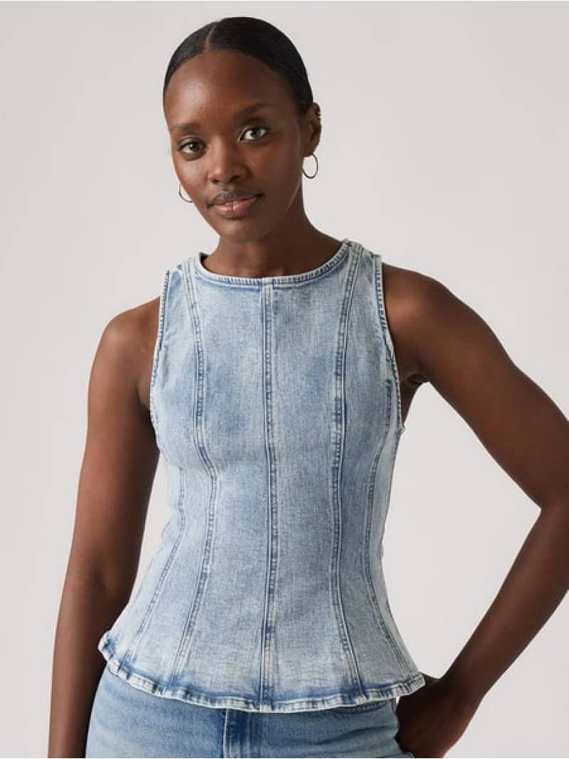 Rakuten - 【SALE／20%OFF】レイトン ペプラムトップ Levi's リーバイス トップス カットソー・Tシャツ ネイビー【RBA_E】【送料無料】[Rakuten Fashion]