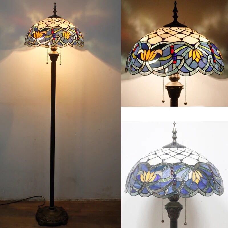 ステンドグラスフロアライト 間接照明 フロアスタンド 照明器具豪華ステンドグラスランプ ガラス工芸品．，