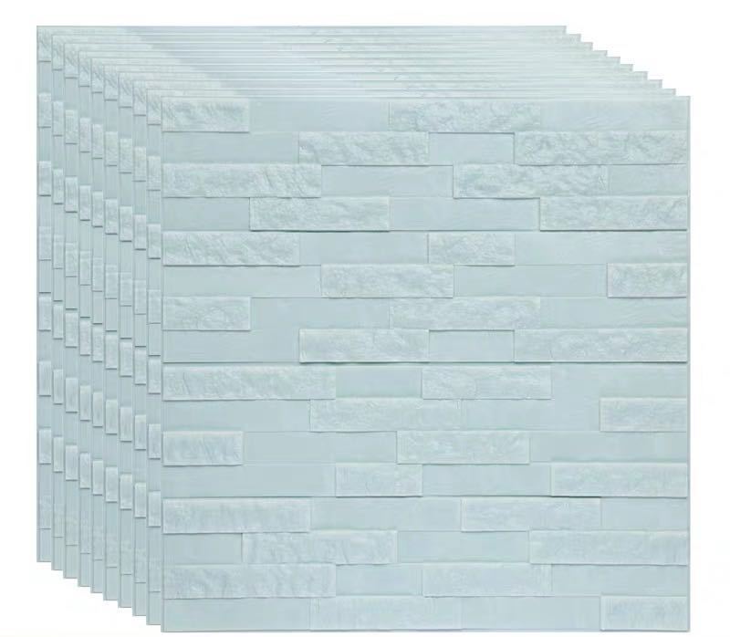 Rakuten - 50枚 60cm×60cm 背景壁 ．3D立体レンガ模様壁紙 防水 汚い防止 カビ防止　blue