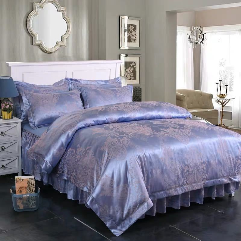 高級ワイドダブル ベッド用品4点セット　寝具 ボックスシーツ　枕カバー掛け布団カバー ベッドカバー ..