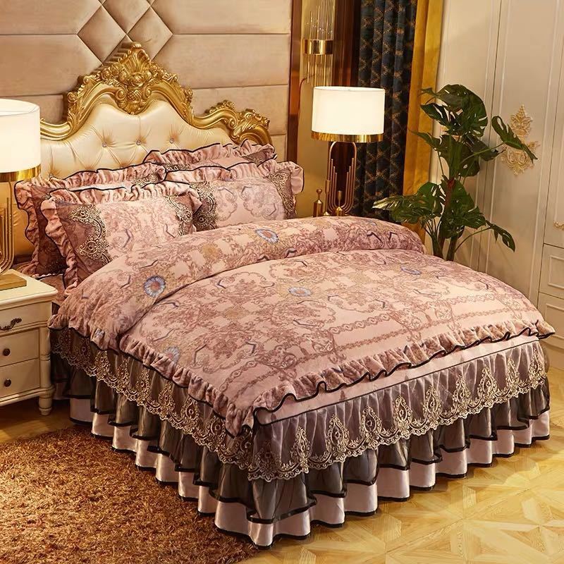 高級ワイドダブル ベッド用品4点セット ．寝具 ボックスシーツ　枕カバー掛け布団カバー ベッドカバー ..