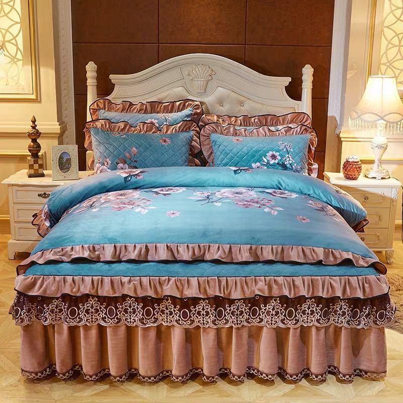 高級感ベッド用品4点セット掛け布団カバー 枕カバー ベッドパッド ワイドダブルサイズ