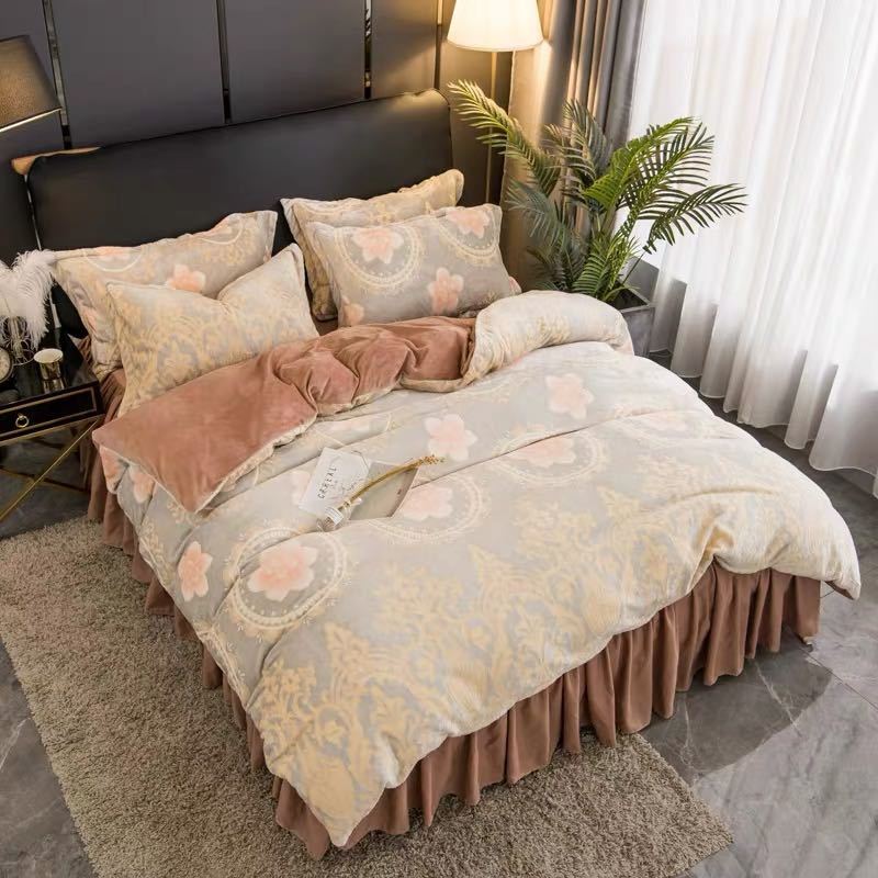 ワイドダブル ベッド用品4点セット 寝具 ボックスシーツ　枕カバー掛け布団カバー ベッドカバー 別サイ..