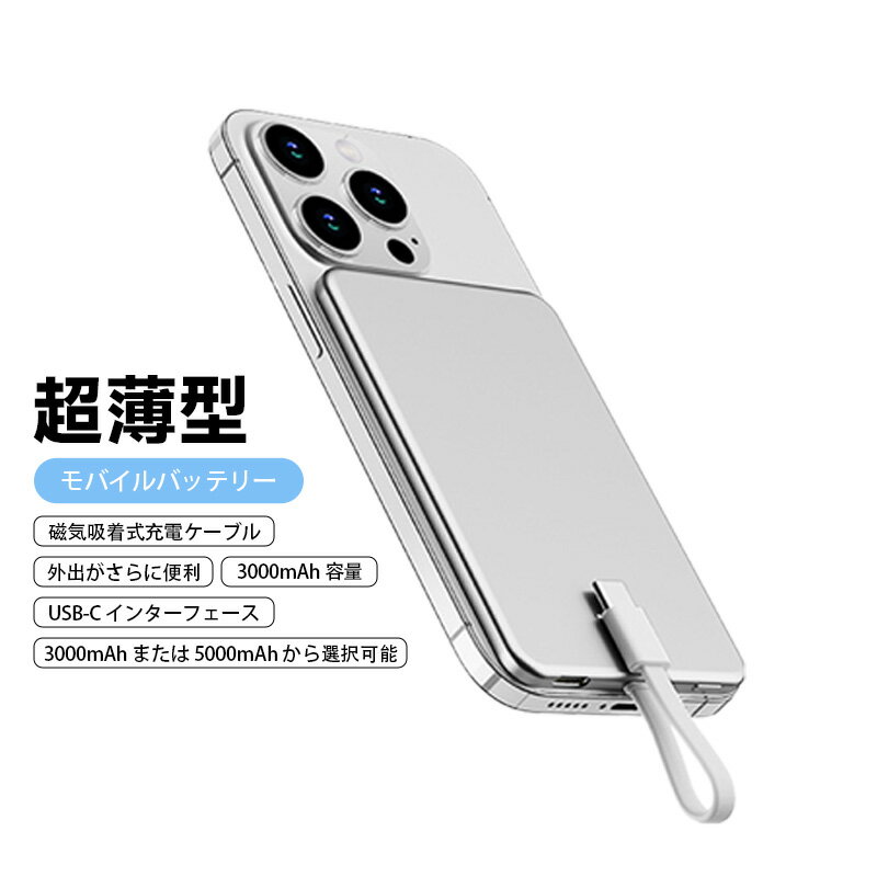 �ޥ��ͥåȼ� ��Х���Хåƥ꡼ ���� ���� ������ Ķ���� 3000mAh 5000mAh USB Type-C ����ѥ��� ������������ Ķ���� 2��Ʊ����...