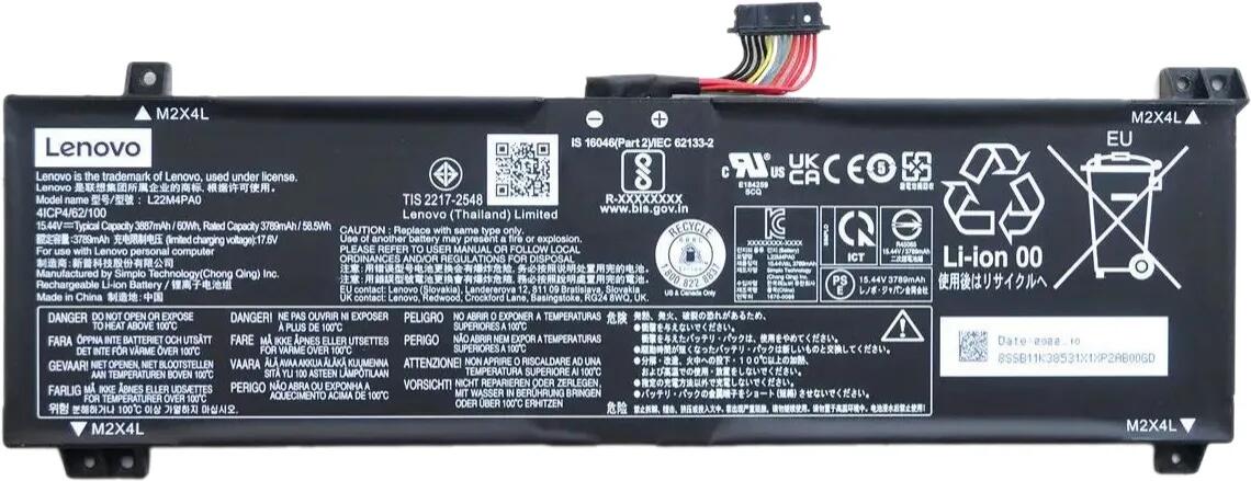 �������� Lenovo Legion Slim 5 16APH8 16IRH8 LOQ 15APH8 15IRH8 16APH8 16IRH8 IdeaPad 1 15IAU7 �Хåƥ꡼ 15.44V 58.5Wh L22M4PA0