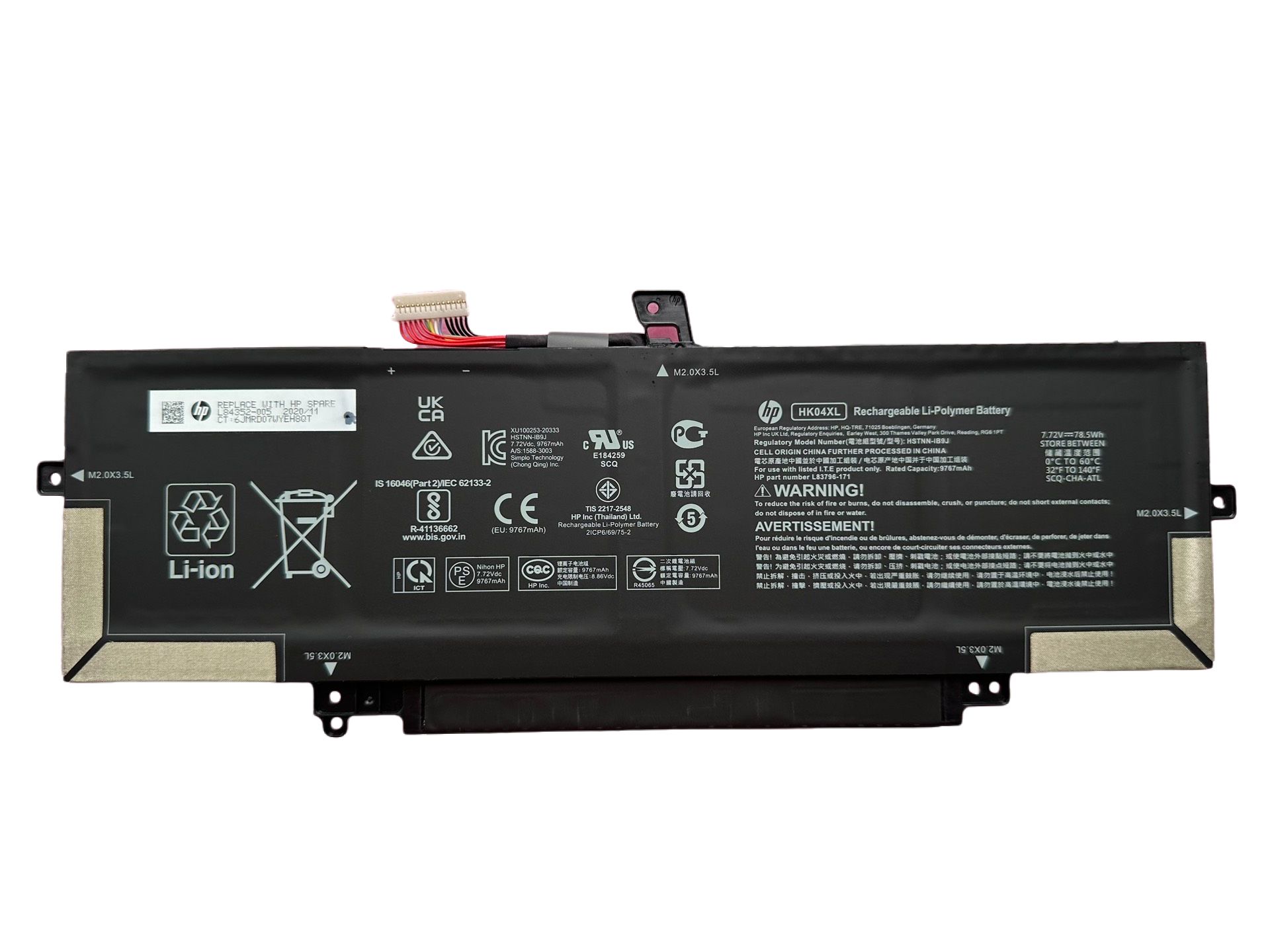 新品 純正 HP EliteBook X360 1030/1040 G7/G8 内蔵バッテリー 7.7V 54Wh HK04XL