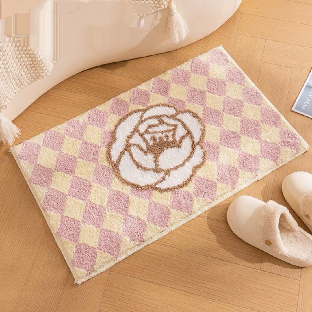 バスマット玄関マット薔薇柄 室内マット 吸水 洗面所 マット洗濯可 ラグマット