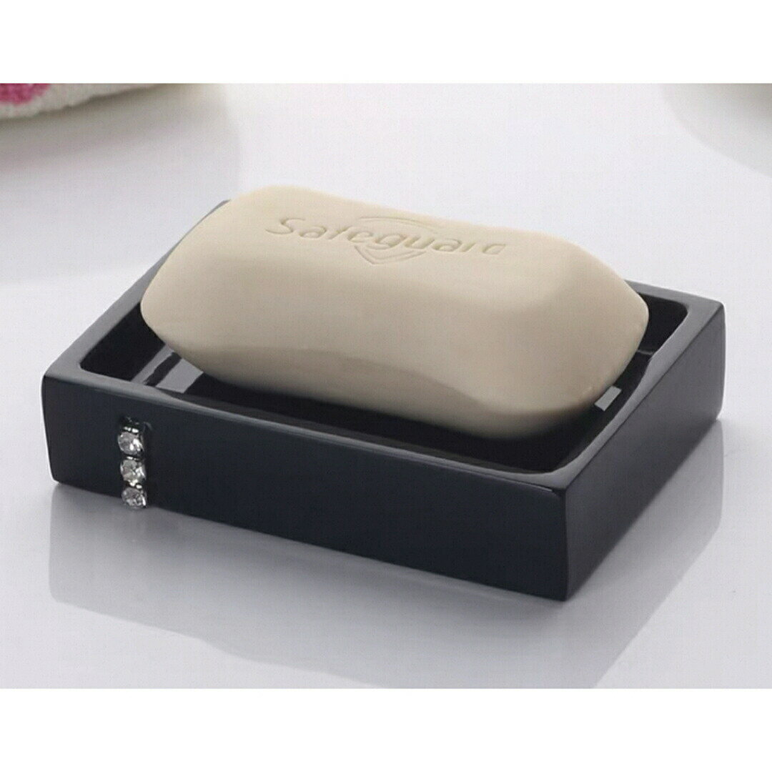 シンプル エレガント ジュエリーデザイン石けん置き 石鹸トレイ ブラック