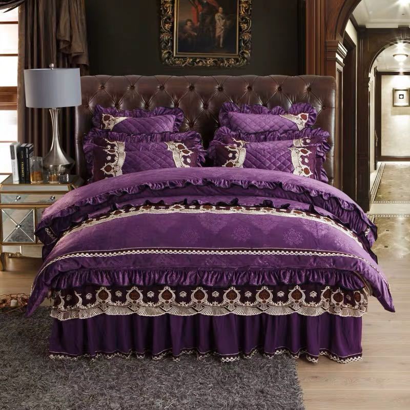 高級絨ワイドダブル ベッド用品4点セット 寝具 ボックスシーツ．枕カバー掛け布団カバー ベッドカバー(3.0)